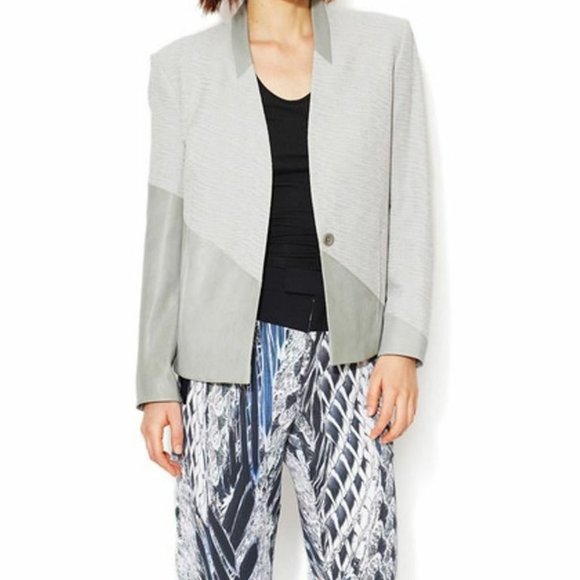 HELMUT LANG Asymmetric  LEATHER Combo JACKET Blazer - Picture 3 of 8